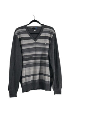 J.Lindeberg wool sweater Charcoal Gray v neck golf luxury classic sz xl